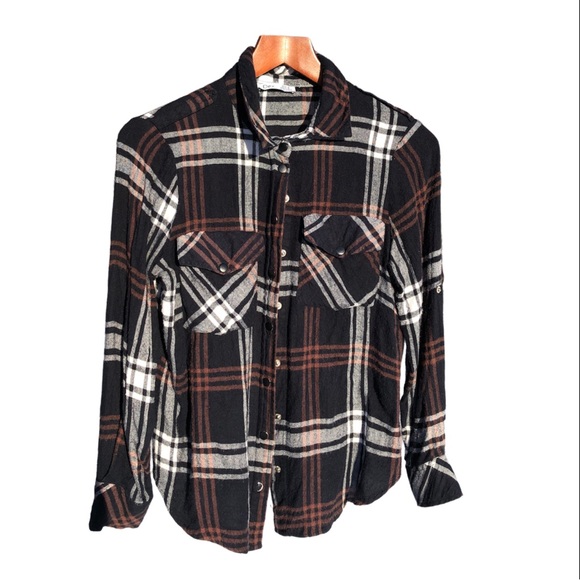 Dex blouse black white brown smooth soft with pockets - Picture 2 of 6